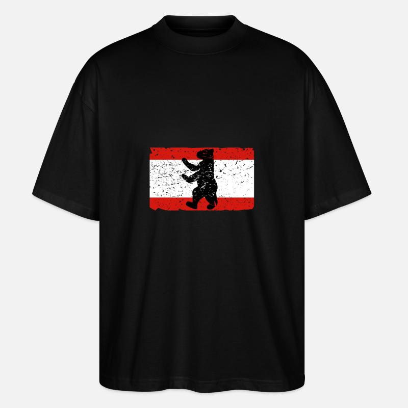 Berliner Bär mit Berlin Flagge - Stanley/Stella Oversized Unisex Bio T-Shirt Blaster 2.0 - Schwarz