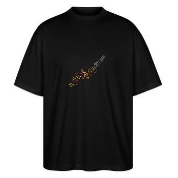 Trombone et notes de musique - T-shirt bio Blaster 2.0 coupe oversize Stanley/Stella Unisexe - noir - Devant - Alina (178cm) & Michal (187cm)