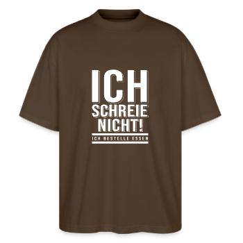 Lustiger Baby-Strampler Babykleidung Geschenk - Stanley/Stella Oversized Unisex Bio T-Shirt Blaster 2.0 - Dunkelbraun - Vorne - Alina (178cm) & Michal (187cm)