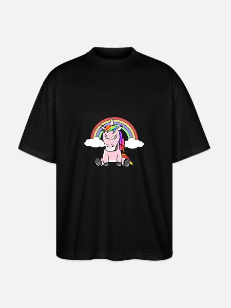 Einhorn Einhörner Fantasy Grimmig Böse Fabelwesen - Stanley/Stella Oversized Unisex Bio T-Shirt Blaster 2.0 - Schwarz