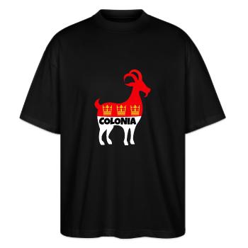 Viva Colonia - Geißbock for Cologne fans - Stanley/Stella Oversized Unisex Organic T-shirt Blaster 2.0 - black - Front - Alina (178cm) & Michal (187cm)