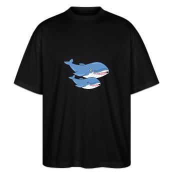 Hvaler - Stanley/Stella Oversize Unisex Øko T-shirt Blaster 2.0 - sort - Foran - Alina (178cm) & Michal (187cm)