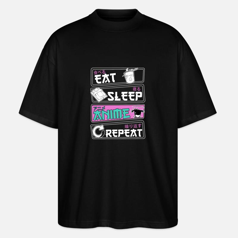Eat Sleep Anime Repeat - Stanley/Stella Oversized Unisex Bio T-Shirt Blaster 2.0 - Schwarz