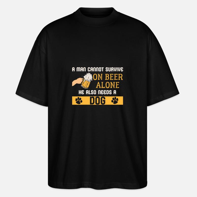 Bier und Hunde - Stanley/Stella Oversized Unisex Bio T-Shirt Blaster 2.0 - Schwarz