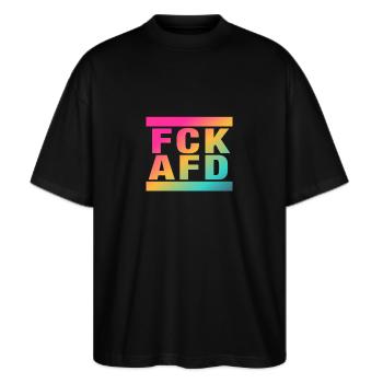 Liberté Égalité FCK AFD Shirt - Stanley/Stella Oversized Unisex Bio T-Shirt Blaster 2.0 - Schwarz - Vorne - Alina (178cm) & Michal (187cm)