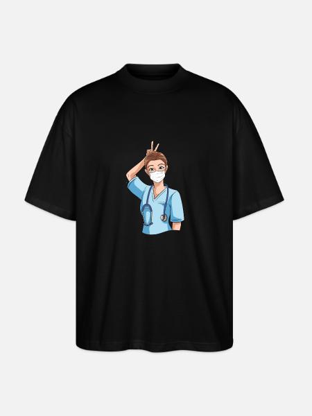Funny nurse with humor - Stanley/Stella Oversized Unisex Organic T-shirt Blaster 2.0 - black