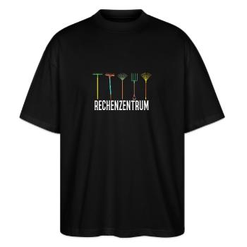 Rechenzentrum Gartenarbeit Landschftsgärtner - Stanley/Stella Oversized Unisex Bio T-Shirt Blaster 2.0 - Schwarz - Vorne - Alina (178cm) & Michal (187cm)