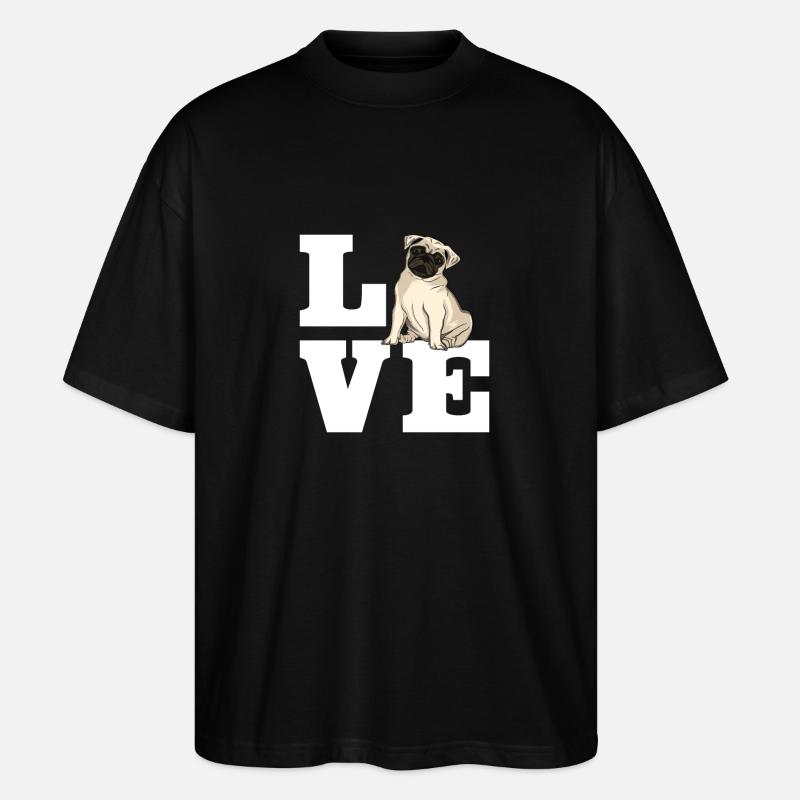 Mops chien amour - T-shirt bio Blaster 2.0 coupe oversize Stanley/Stella Unisexe - noir