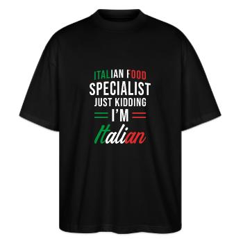 Cadeau italien Cuisine italienne - T-shirt bio Blaster 2.0 coupe oversize Stanley/Stella Unisexe - noir - Devant - Alina (178cm) & Michal (187cm)