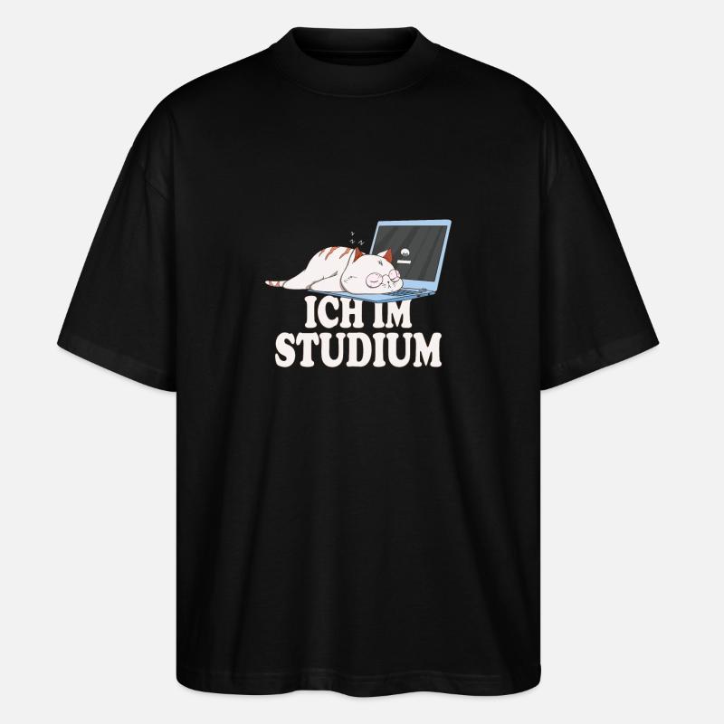 Ich im Studium schlafende katze - Stanley/Stella Oversized Unisex Bio T-Shirt Blaster 2.0 - Schwarz