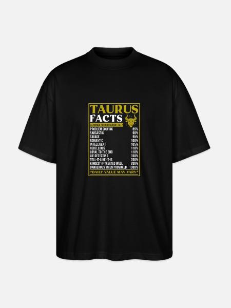 Faits sur le cadeau du signe du zodiaque du Taureau - T-shirt bio Blaster 2.0 coupe oversize Stanley/Stella Unisexe - noir