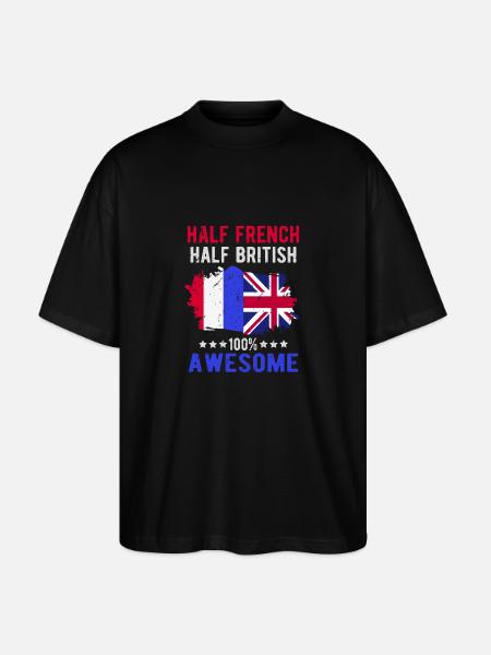 Half French Half British - Stanley/Stella Oversized Unisex Organic T-shirt Blaster 2.0 - black