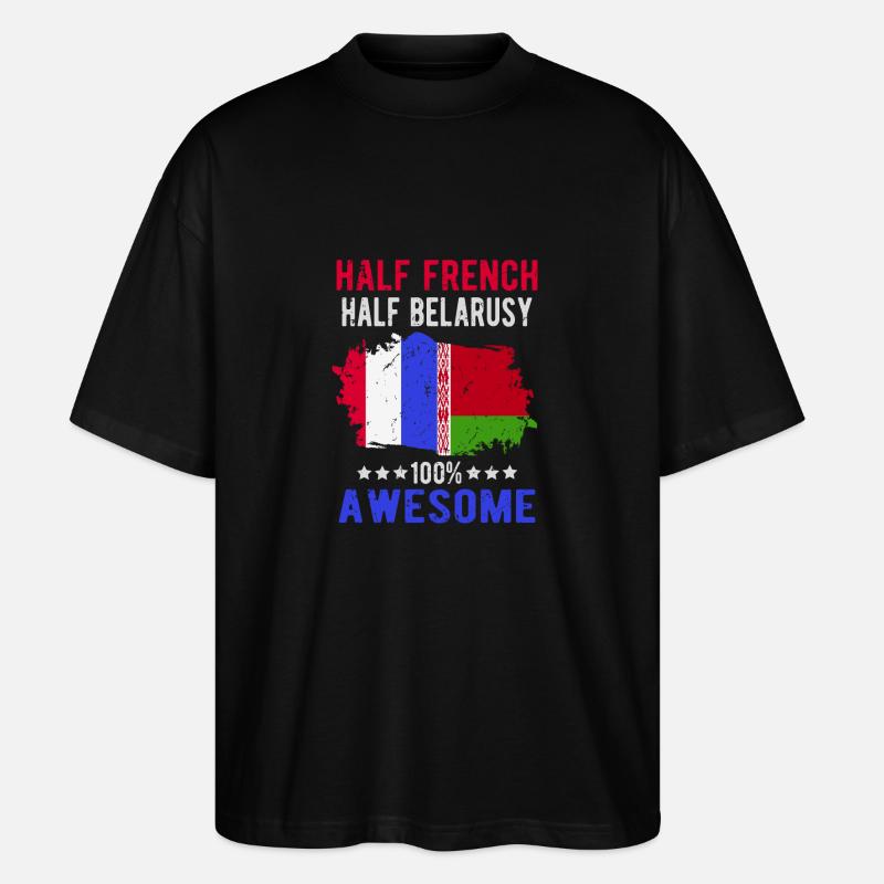 Moitié Français moitié biélorusse - T-shirt bio Blaster 2.0 coupe oversize Stanley/Stella Unisexe - noir