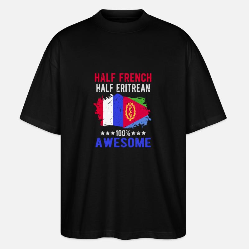 Moitié Français moitié érythréen - T-shirt bio Blaster 2.0 coupe oversize Stanley/Stella Unisexe - noir