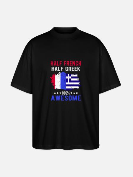 Half French Half Greek - Stanley/Stella Oversized Unisex Organic T-shirt Blaster 2.0 - black