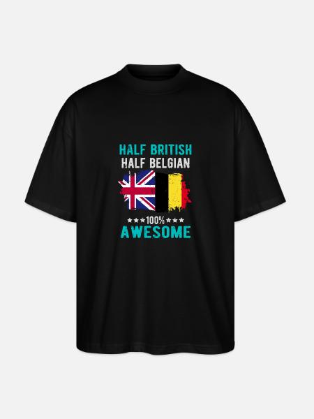 Half British Half Belgian - Stanley/Stella Oversized Unisex Organic T-shirt Blaster 2.0 - black