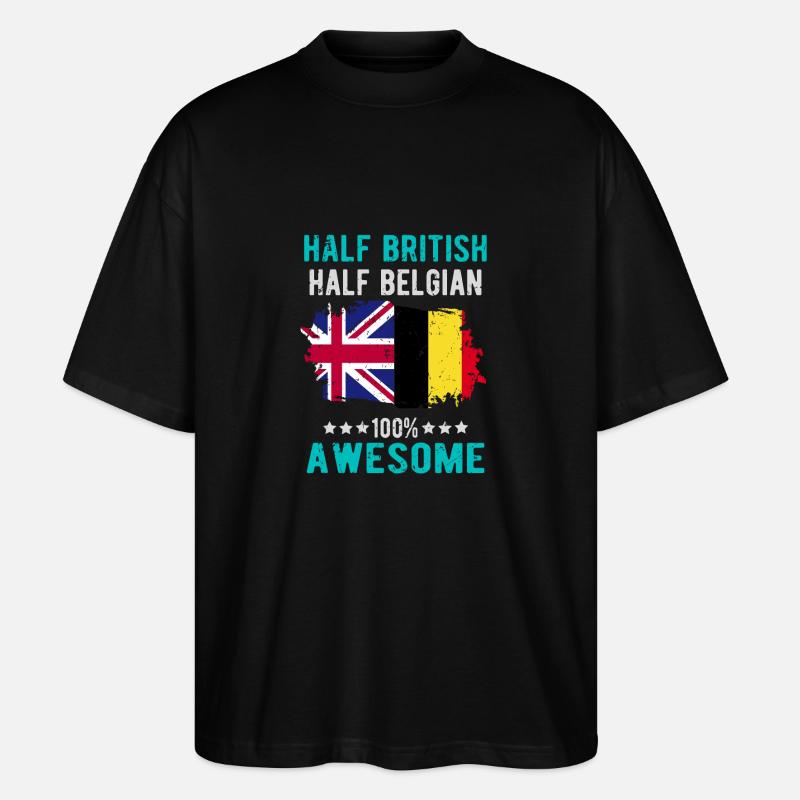Moitié britannique moitié belge - T-shirt bio Blaster 2.0 coupe oversize Stanley/Stella Unisexe - noir