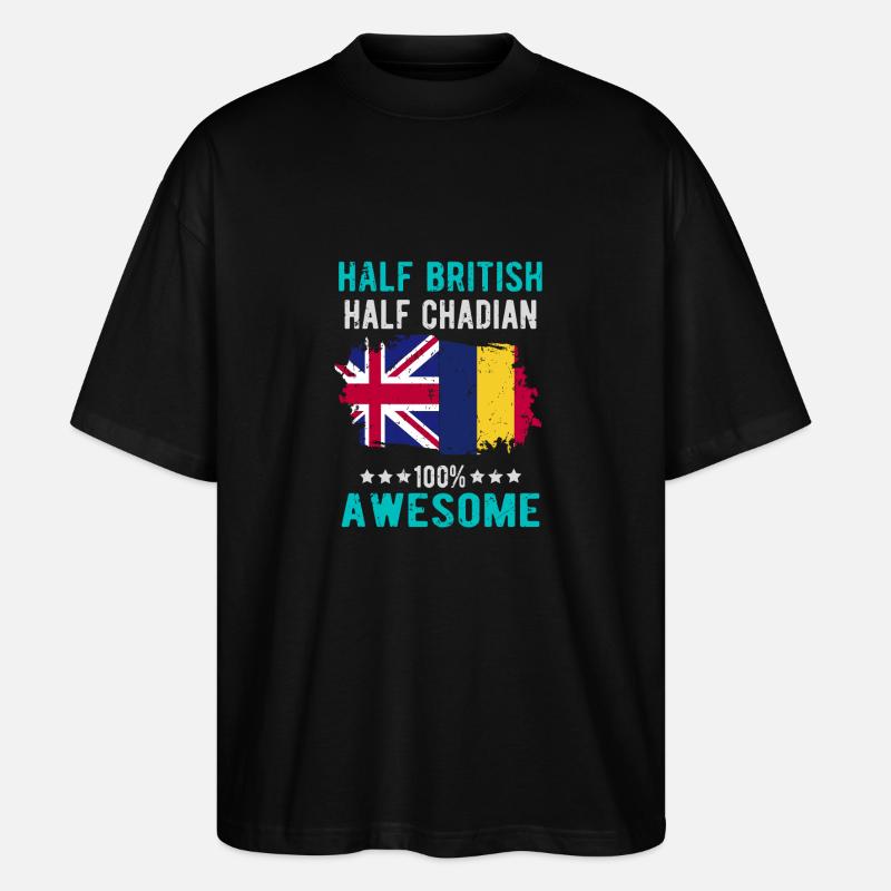 Half British Half Chader - Stanley/Stella Oversized Unisex Organic T-shirt Blaster 2.0 - black