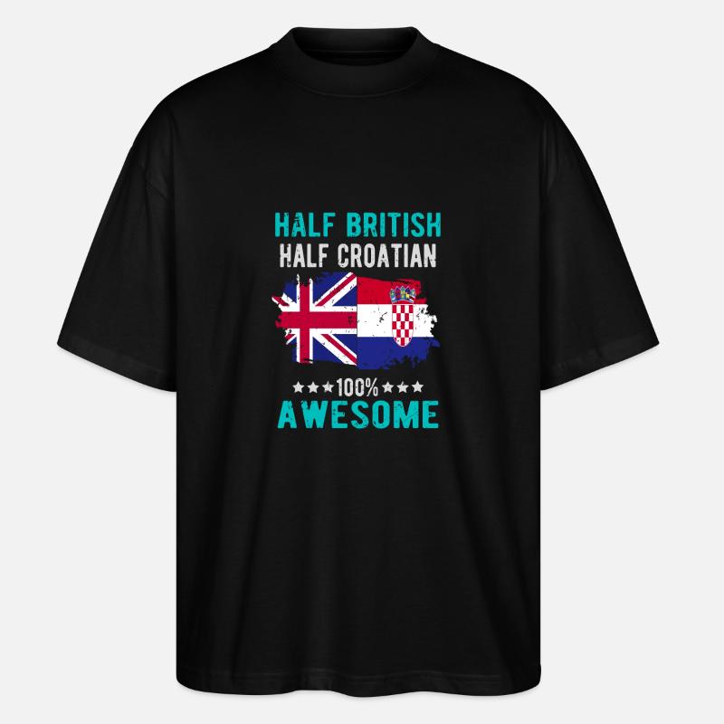 Half British Half Croat - Stanley/Stella Oversized Unisex Organic T-shirt Blaster 2.0 - black