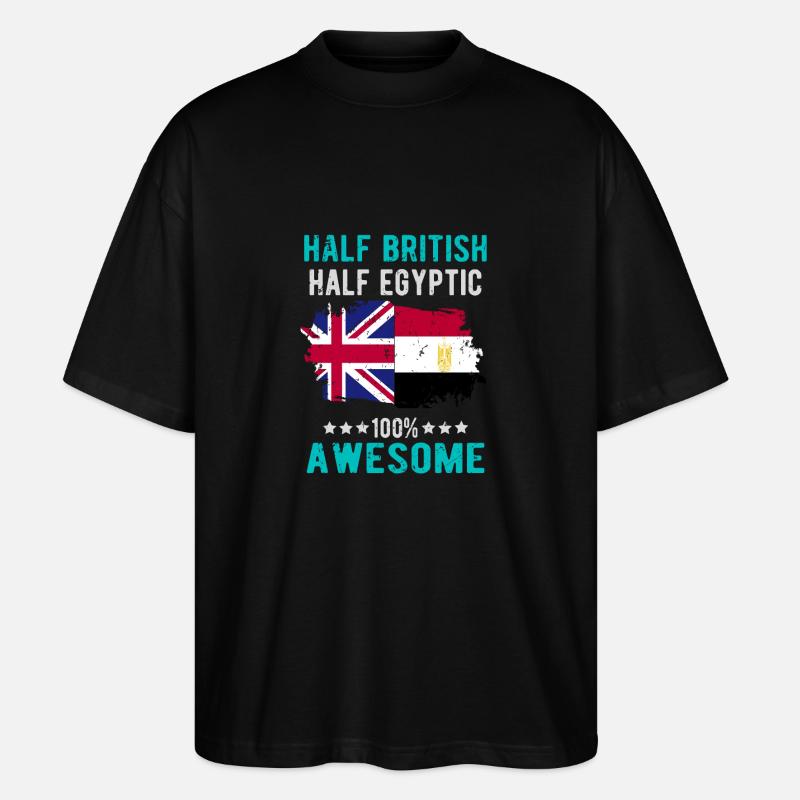 Half British Half Egyptian - Stanley/Stella Oversized Unisex Organic T-shirt Blaster 2.0 - black