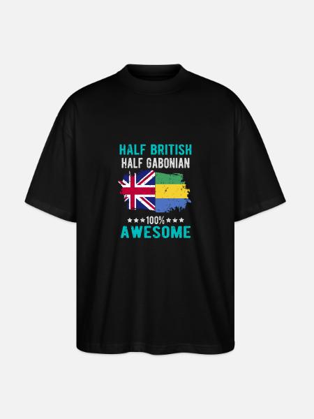 Half British Half Gabonese - Stanley/Stella Oversized Unisex Organic T-shirt Blaster 2.0 - black