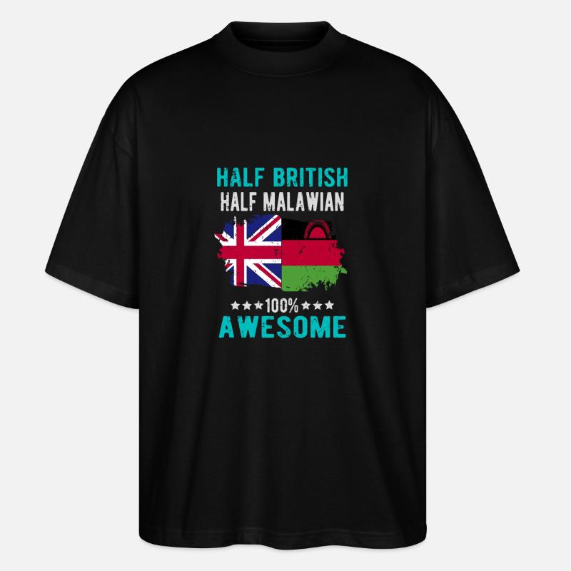 Half British Half Malawi - Stanley/Stella Oversized Unisex Organic T-shirt Blaster 2.0 - black