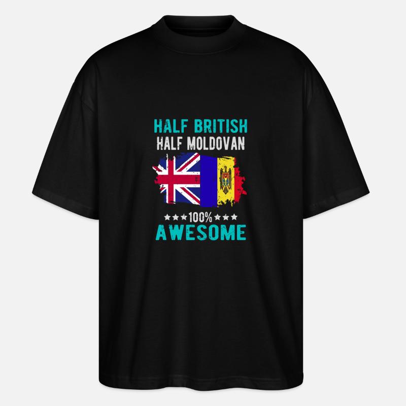 Half British Half Moldovan - Stanley/Stella Oversized Unisex Organic T-shirt Blaster 2.0 - black
