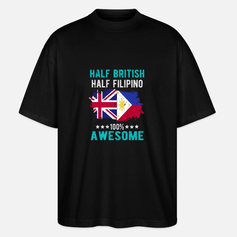 Halb Brite Halb Philippiner - Stanley/Stella Oversized Unisex Bio T-Shirt Blaster 2.0 - Schwarz