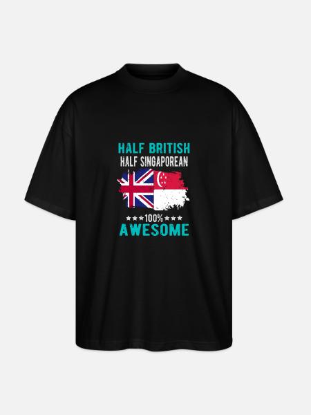 Half British Half Singaporean - Stanley/Stella Oversized Unisex Organic T-shirt Blaster 2.0 - black