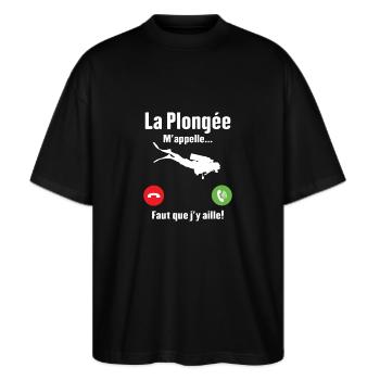 La plongée m'appelle cadeau humour plongeur - T-shirt bio Blaster 2.0 coupe oversize Stanley/Stella Unisexe - noir - Devant - Alina (178cm) & Michal (187cm)