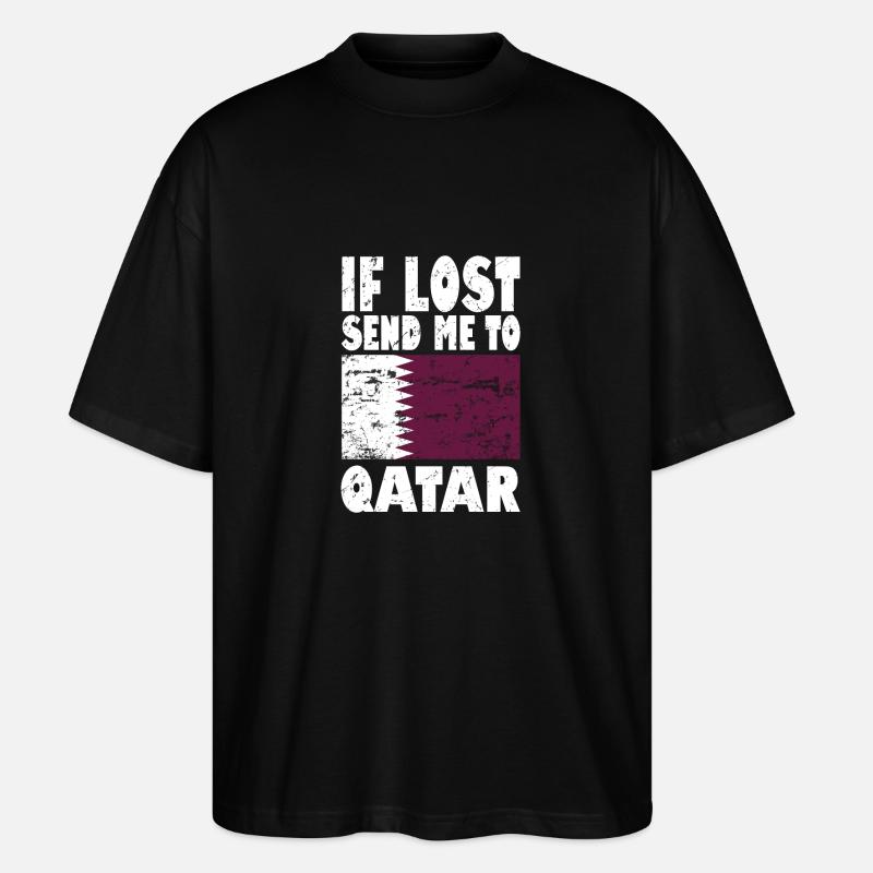 Slogan du drapeau du Qatar - T-shirt bio Blaster 2.0 coupe oversize Stanley/Stella Unisexe - noir
