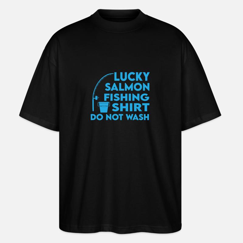 Glückliches Lachsfischen-shirt - Stanley/Stella Oversized Unisex Bio T-Shirt Blaster 2.0 - Schwarz