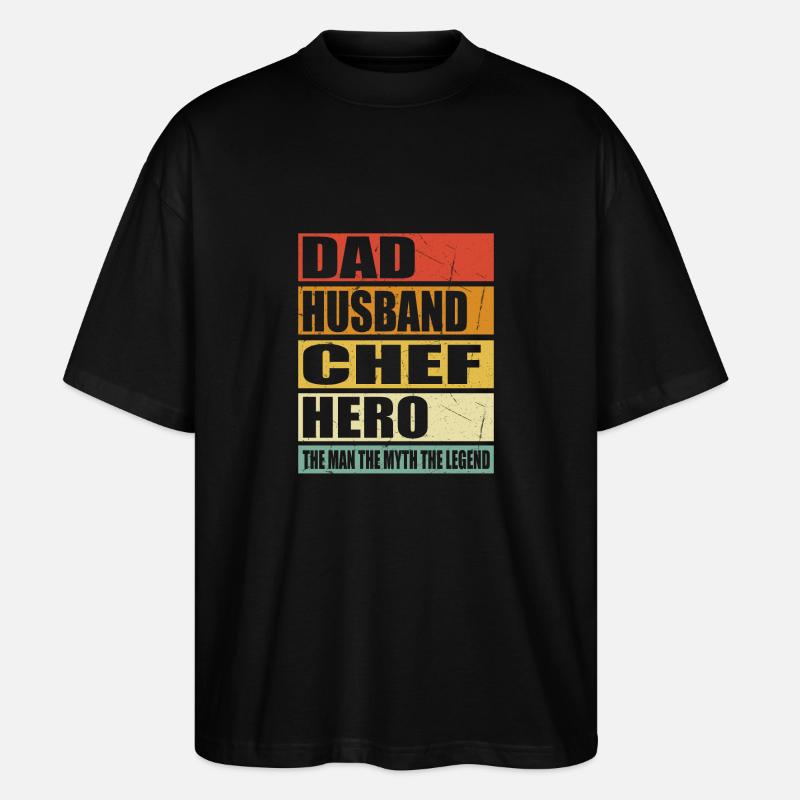 Father Husband Chef Held - Stanley/Stella Oversized Unisex Organic T-shirt Blaster 2.0 - black