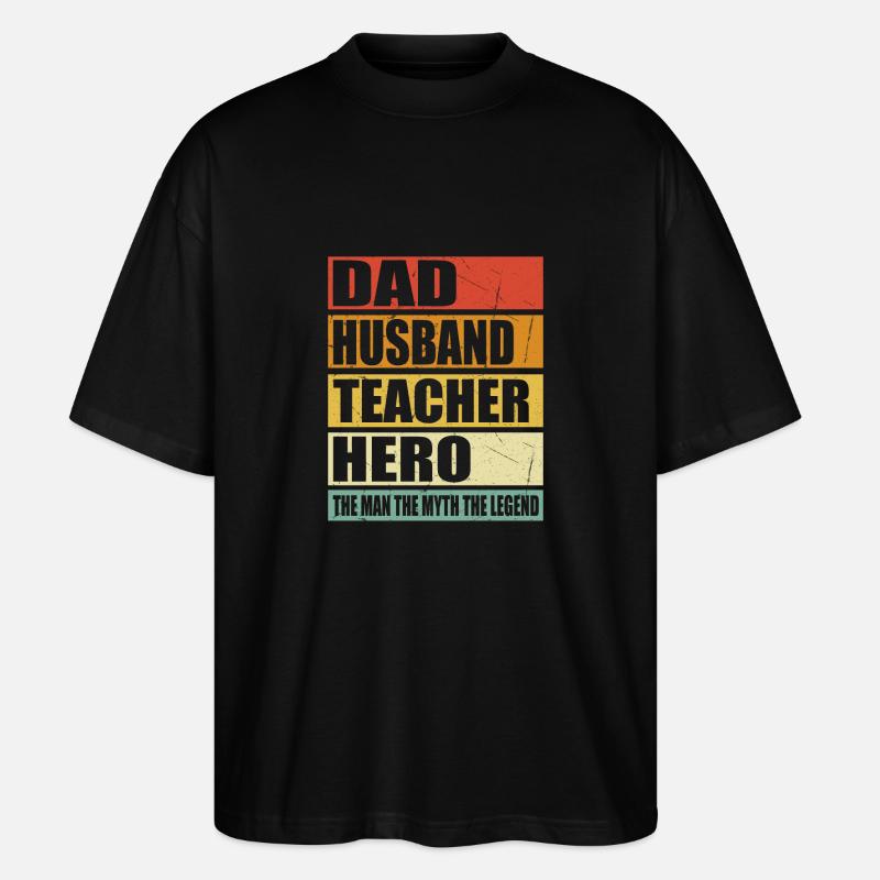 Père Mari Enseignant Héros - T-shirt bio Blaster 2.0 coupe oversize Stanley/Stella Unisexe - noir