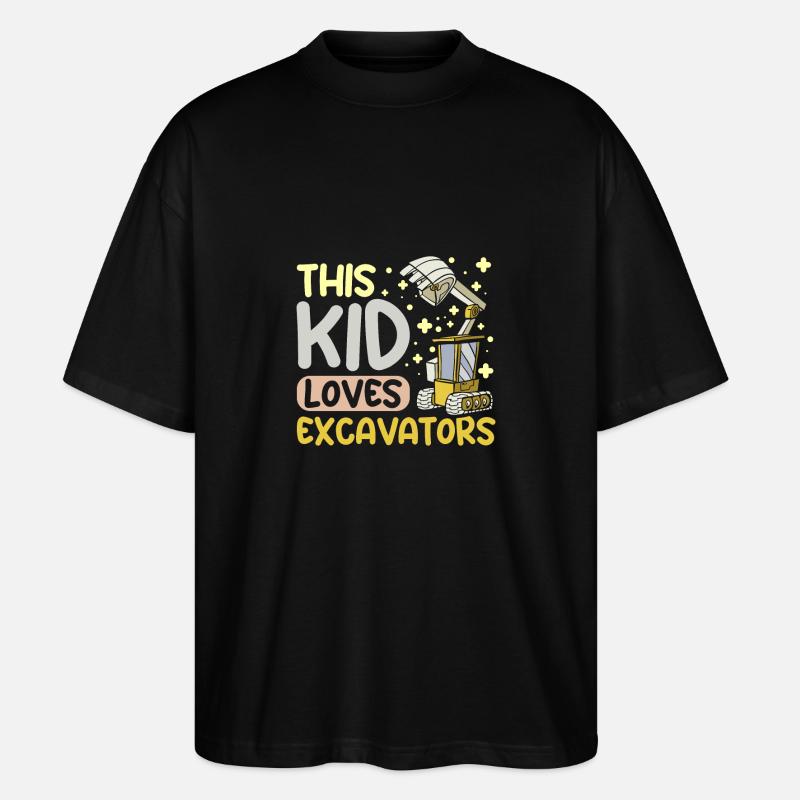 This kid loves excavators - Stanley/Stella Oversized Unisex Bio T-Shirt Blaster 2.0 - Schwarz