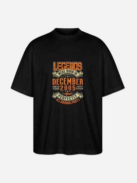 2005 Décembre Birthday Legend - T-shirt bio Blaster 2.0 coupe oversize Stanley/Stella Unisexe - noir