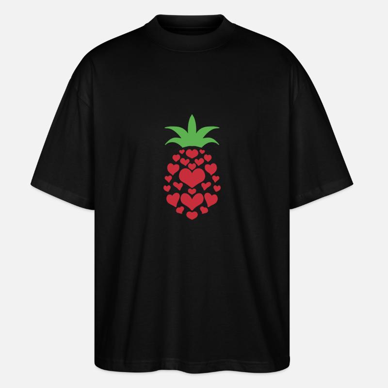 Ananas Herz - Stanley/Stella Oversized Unisex Bio T-Shirt Blaster 2.0 - Schwarz