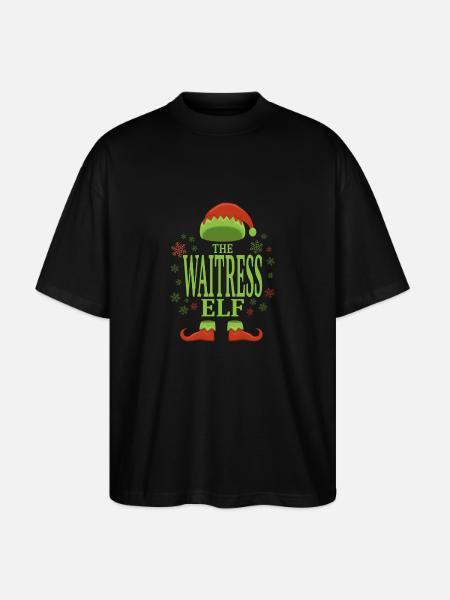 Waitress Christmas Elf - Stanley/Stella Oversized Unisex Organic T-shirt Blaster 2.0 - black