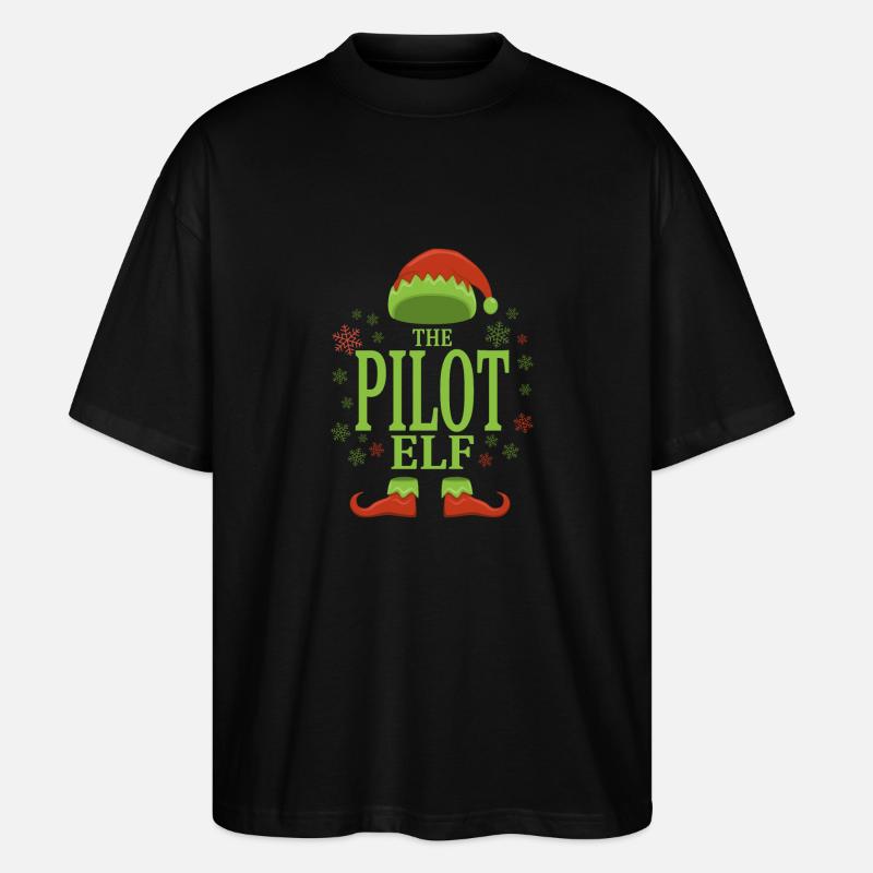 Pilot Weihnachtself - Stanley/Stella Oversized Unisex Bio T-Shirt Blaster 2.0 - Schwarz