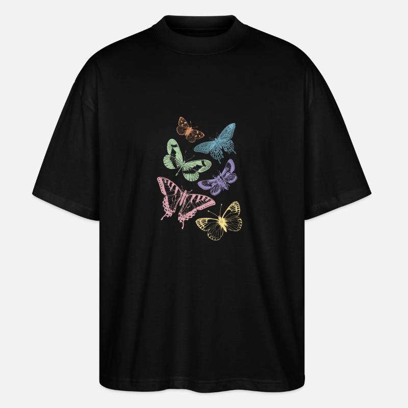 Bunte Schmetterlinge - Stanley/Stella Oversized Unisex Bio T-Shirt Blaster 2.0 - Schwarz