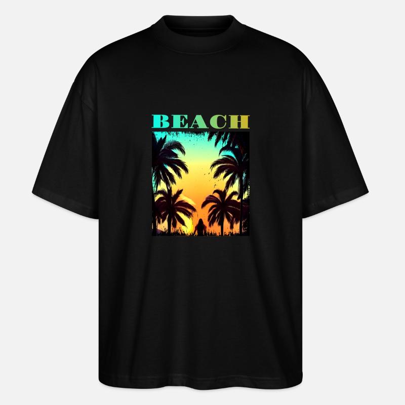 Palm Sunset Beach - Stanley/Stella Oversized Unisex Bio T-Shirt Blaster 2.0 - Schwarz