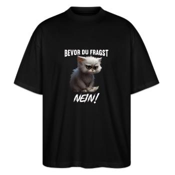 Bevor du fragst Nein - Stanley/Stella Oversized Unisex Bio T-Shirt Blaster 2.0 - Schwarz - Vorne - Alina (178cm) & Michal (187cm)