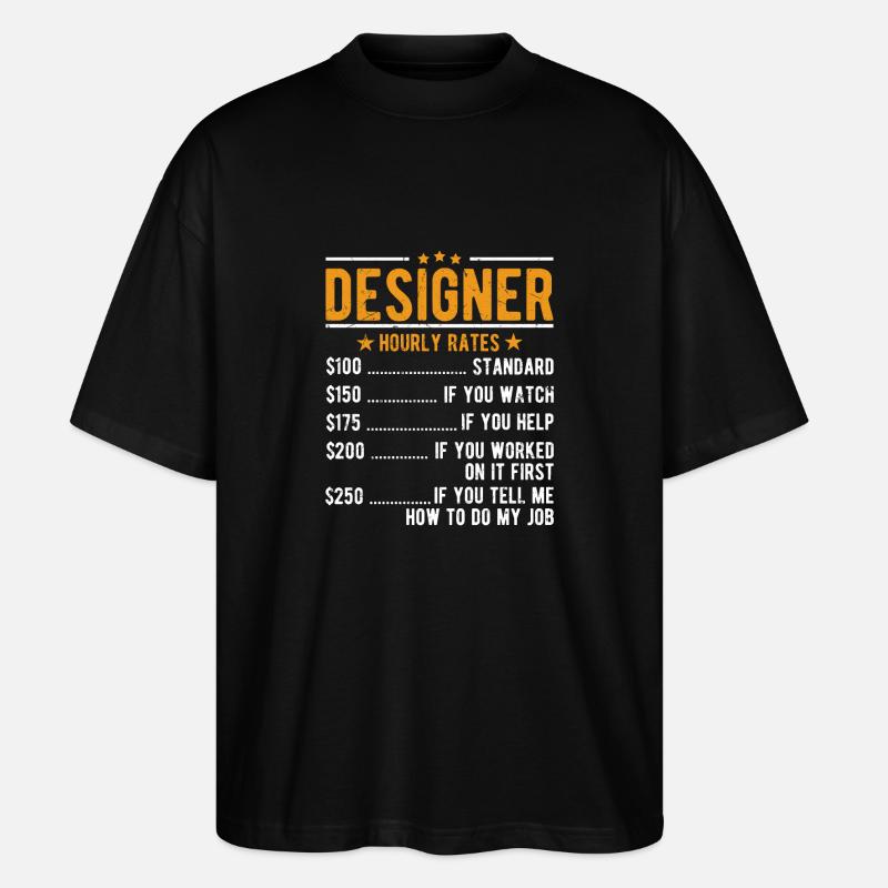 Designer Stundenlohn - Stanley/Stella Oversized Unisex Bio T-Shirt Blaster 2.0 - Schwarz