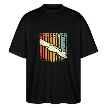 Rétro Vintage Soignant - T-shirt bio Blaster 2.0 coupe oversize Stanley/Stella Unisexe - noir - Devant - Alina (178cm) & Michal (187cm)