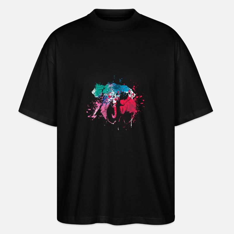 Splash Art Elefanten - Stanley/Stella Oversized Unisex Bio T-Shirt Blaster 2.0 - Schwarz