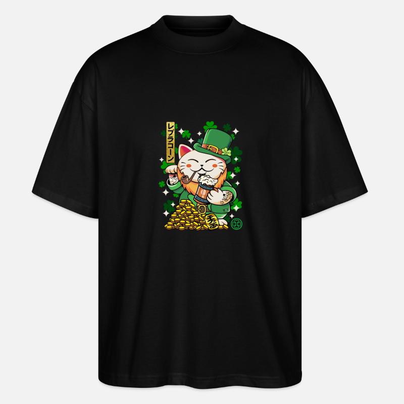 Saint Patrick - Luprechaun Maneki Neko - T-shirt bio Blaster 2.0 coupe oversize Stanley/Stella Unisexe - noir