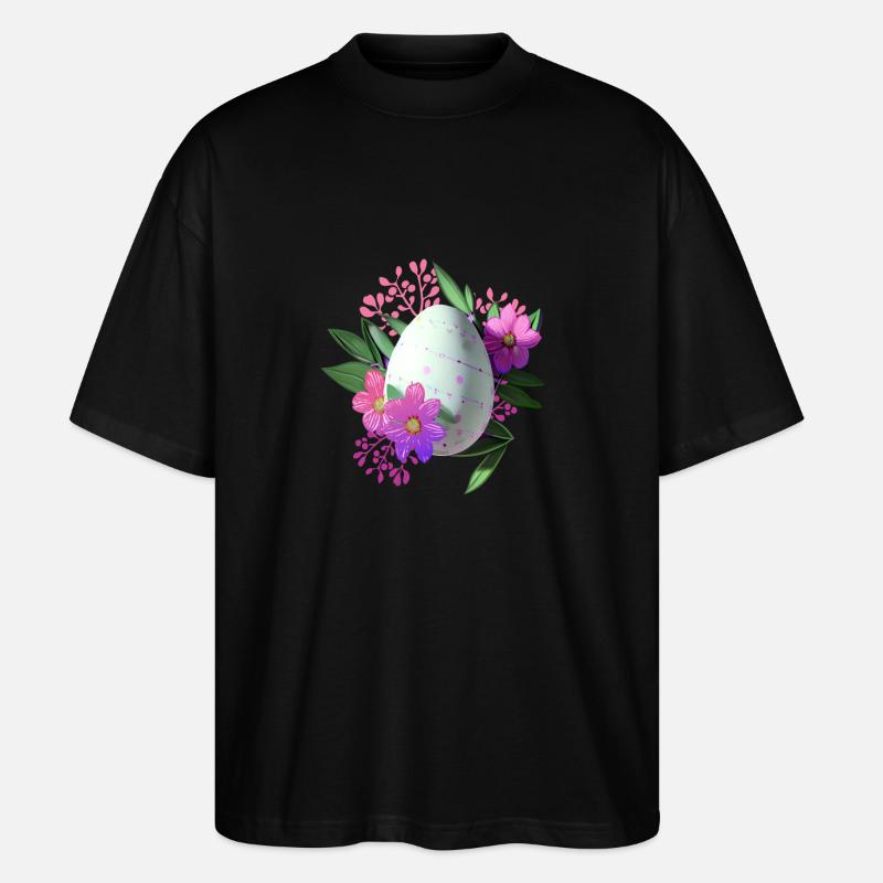 Fleurs Easter Egg Floral - T-shirt bio Blaster 2.0 coupe oversize Stanley/Stella Unisexe - noir