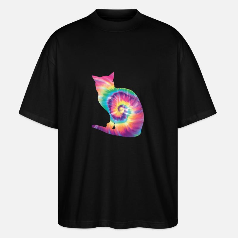 Tie Dye Katze - Stanley/Stella Oversized Unisex Bio T-Shirt Blaster 2.0 - Schwarz
