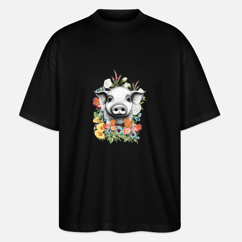 Fleurs de cochon - T-shirt bio Blaster 2.0 coupe oversize Stanley/Stella Unisexe - noir