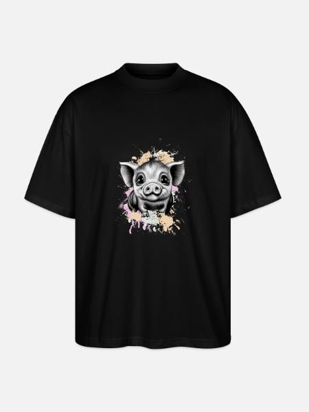 Schwein - Stanley/Stella Oversized Unisex Bio T-Shirt Blaster 2.0 - Schwarz